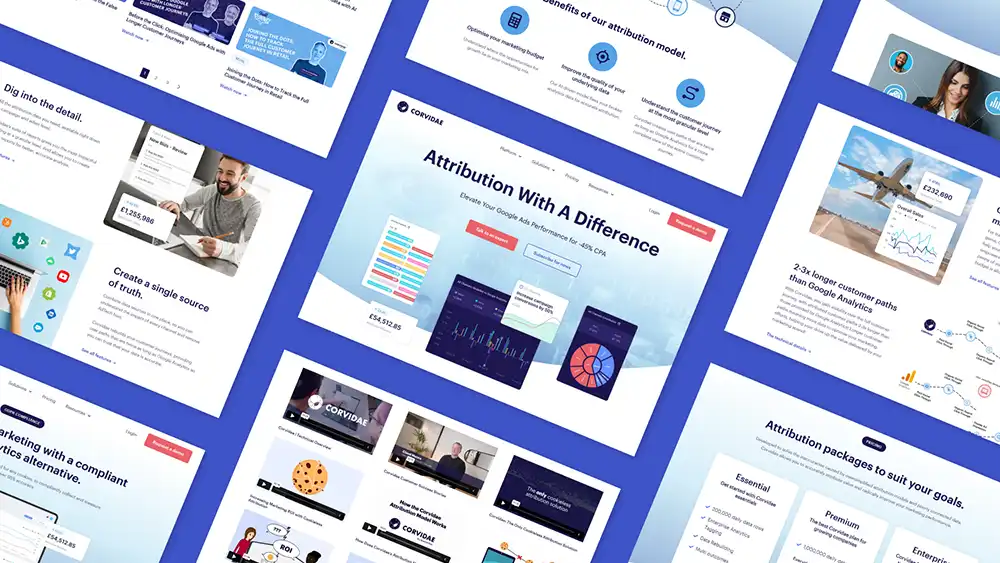 Multiple screenshots of the Corvidae website