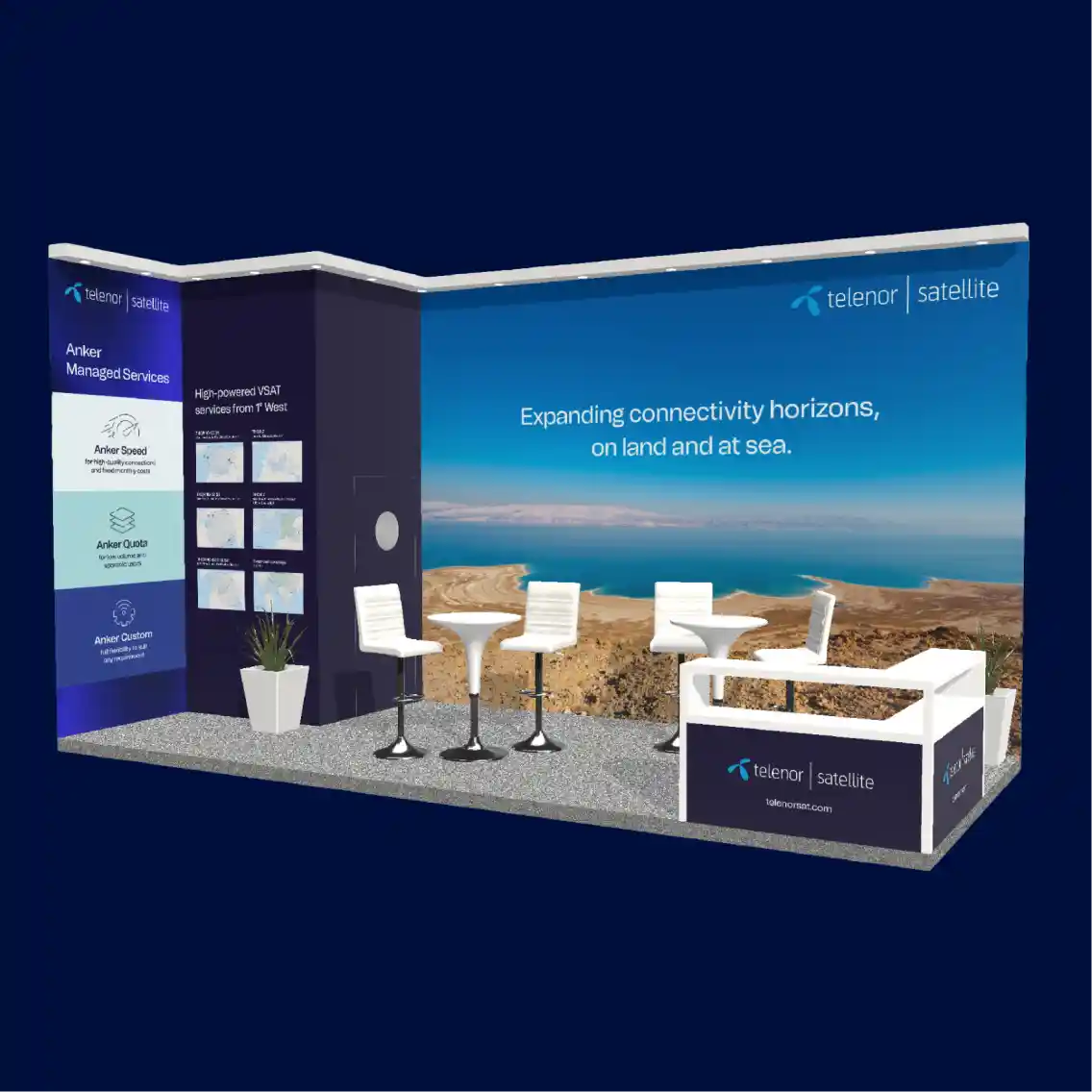 The CABSAT trade show Telenor Satellite stand design