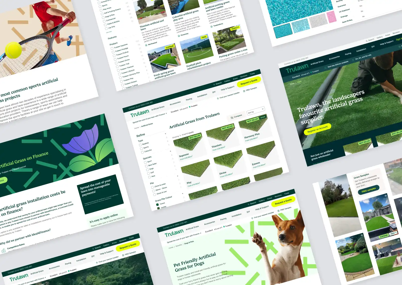 Multiple screenshots of the Trulawn website